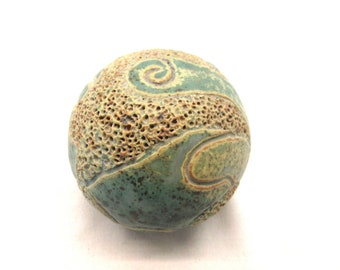 Art Pottery Textured Stoneware Paperweight Artist Signed