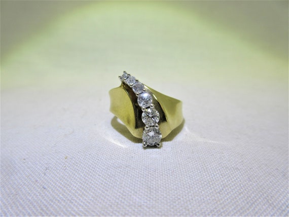 14K Yellow Gold and Diamond Cocktail Ring - image 4