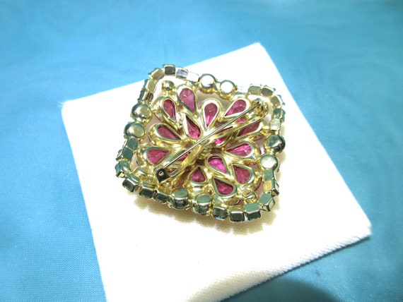 Pink and Red Aurora Rhinestone Brooch - image 5