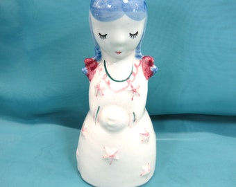 Vintage Nymolle Denmark Hand Painted Ceramic Angel Candlestick Holder