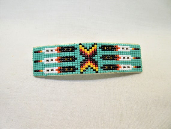 Southwest Beaded Hair Clip with Feather Design - image 1