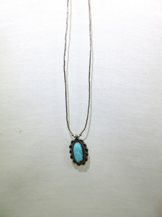 Old Trade Liquid Silver Necklace with Turquoise St