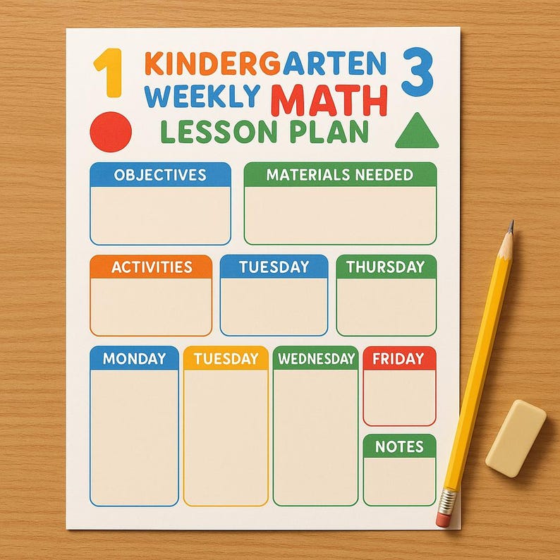 Kindergarten Math Lesson Plan Bundle - Etsy