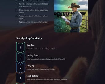 Fall Calving Record Template - Simple Excel Spreadsheet for Cattle Ranching & Livestock Management