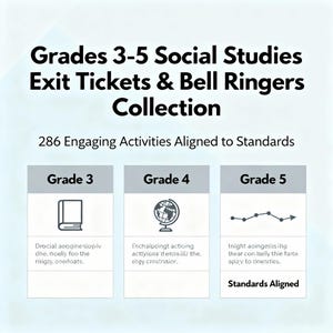 3-5 Social Studies Exit Tickets & Bell Ringers: 286 Activities (Digital Download)