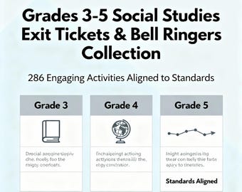 3-5 Social Studies Exit Tickets & Bell Ringers: 286 Activities (Digital Download)