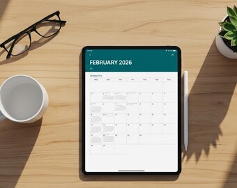 February 2026 Teacher Planner | Fillable, Printable, and Digital (PDF for iPad & GoodNotes) | Teal Theme