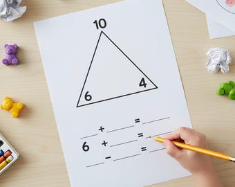 Fact Family Triangles Math Worksheets | Kindergarten Addition Subtraction (PDF Pattern)