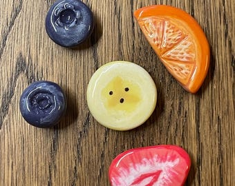 Handmade Fruit Magnets Set – Polymer Clay Kitchen Decor, Fridge Magnets