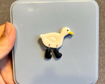 Handmade Polymer Clay Duck Magnet with Dangling Boots | Kawaii Kitchen Decor