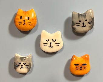 Handmade Cat Face Magnets – Assorted Expressions, Random Colors