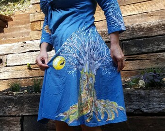 Hand-Batik Organic Cotton Eli Dress - Toffee Teal main image 1