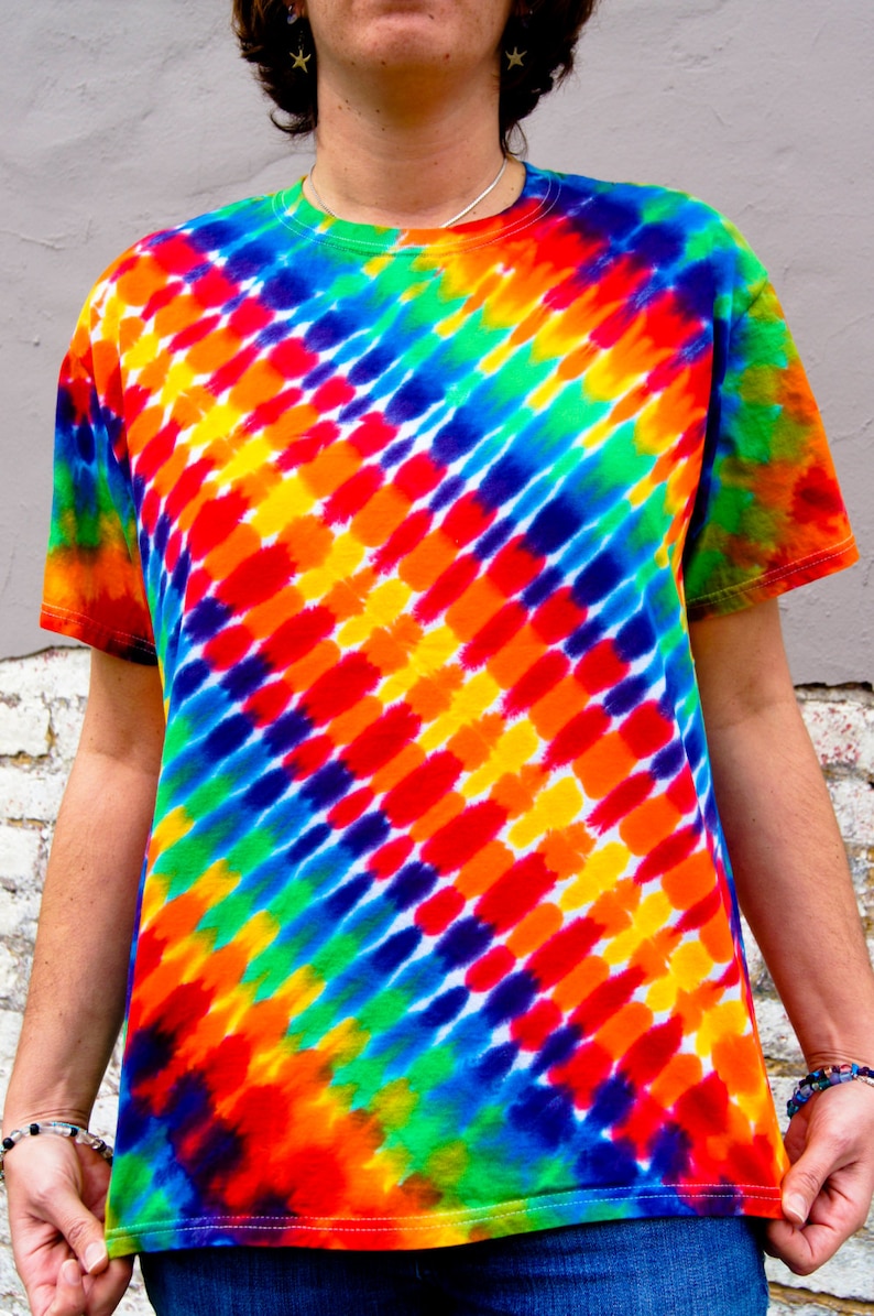 Diagonal Striped Tie Dye Tee Shirt | Etsy