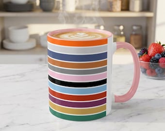 Tazza da caffè con strisce orizzontali colorate Eras / Tazza da caffè decorativa