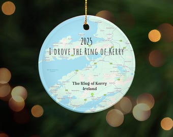 Ring of Kerry Map Ceramic Ornament | Ireland Travel Keepsake