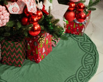 Celtic Knots Christmas Tree Skirt, Irish Holiday Decor, Festive Tree Cover