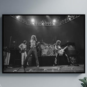 Led Zeppelin Poster, Rock Music Wall Art, 1970s Band Print, Jimmy Page Robert Plant Photo, Black and White Music Photography Decor