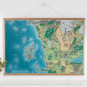 Dungeons and Dragons Faerun Map Canvas, Forgotten Realms Wall Art, Fantasy RPG Map Poster, Sword Coast Decor, Ready to Hang