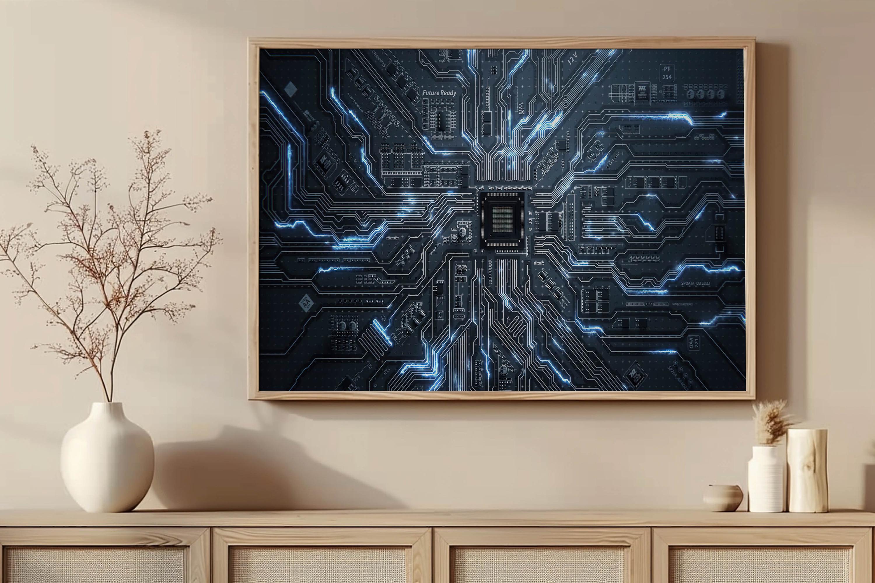 Futuristic Circuit Board Canvas Wall Art – Tech AI Processor Decor - Etsy