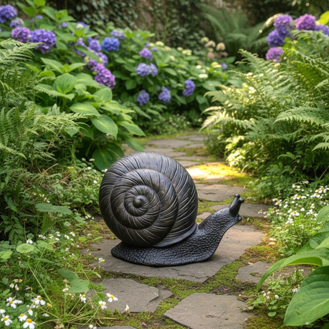 Snail Statue Large Cast Iron Snail Garden Statue, Vintage Decor, Rustic Garden ...