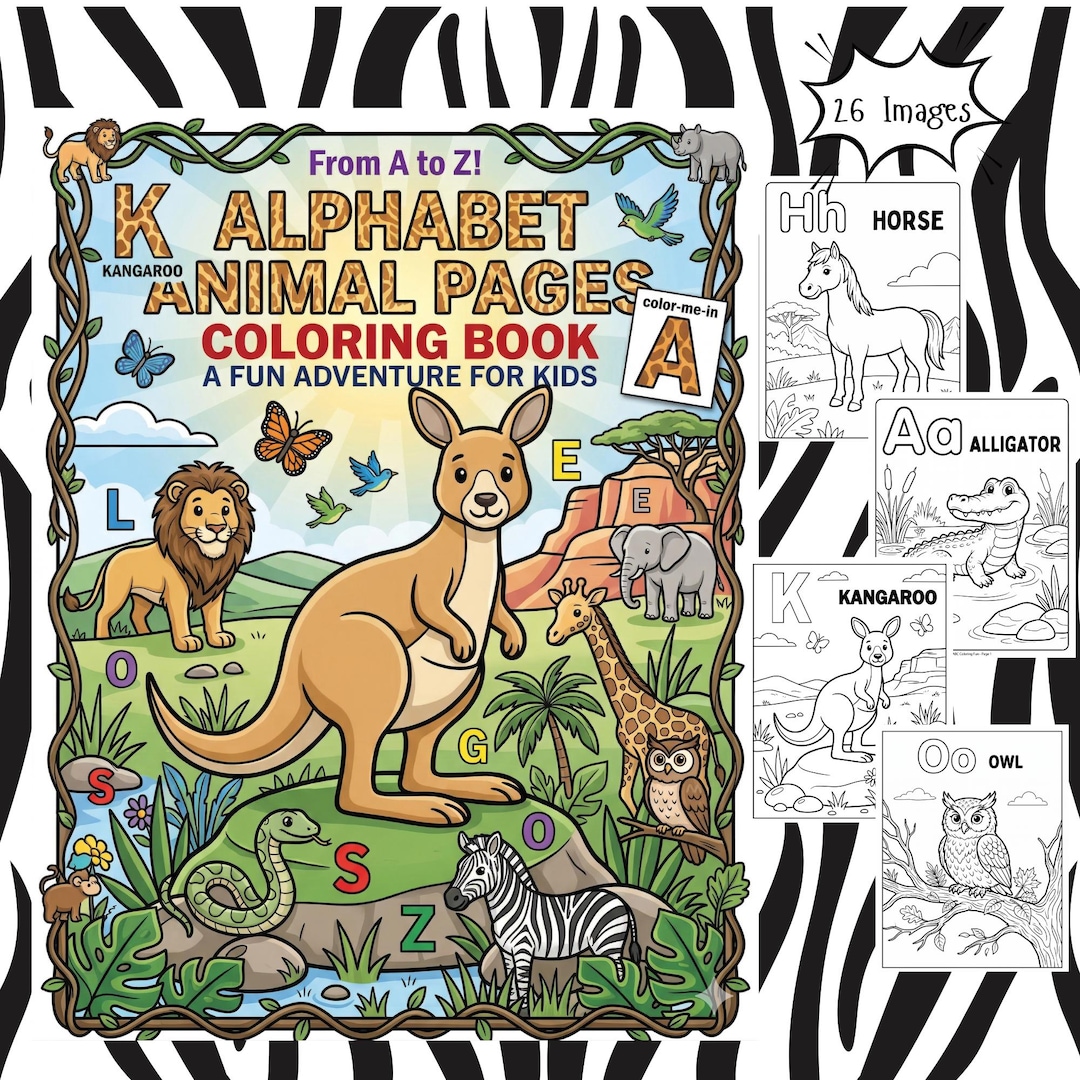 Alphabet Animal Coloring Pages, Educational ABC Printable Sheets (PDF ...