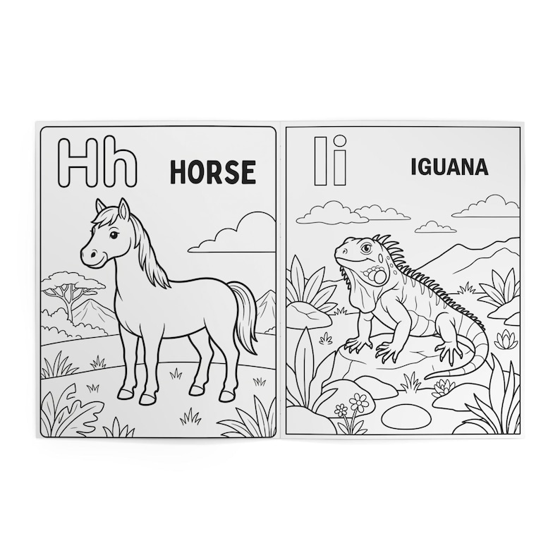 Alphabet Animal Coloring Pages, Educational ABC Printable Sheets (PDF ...