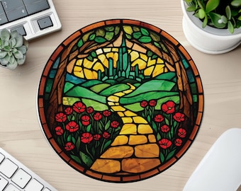 Wizard of Oz Mouse Pad | Stained Glass Style Office Decor