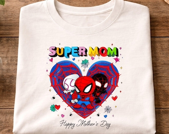 Camiseta de Spiderman para mamá, camiseta de Marvel para el Día de la Madre, camiseta de Spiderverse Super Mom, ropa de Spidey de dibujos animados para mamá, camiseta de superhéroe de Peter Parker