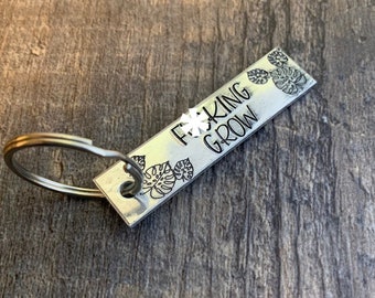 F*cking Grow- Plant Mom Plant Dad Keychain- Gift for Her, Gift for Him, Plant Parents, Plant Lover, Gardener