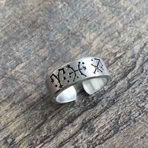 Sun Moon & Rising Zodiac Sign Hand Stamped Ring- Capricorn Aquarius Pisces Aries Taurus Gemini  Cancer Leo Virgo Libra Scorpio Sagittarius