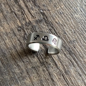 Sun Moon & Rising Zodiac Sign Hand Stamped Ring- Capricorn Aquarius Pisces Aries Taurus Gemini  Cancer Leo Virgo Libra Scorpio Sagittarius