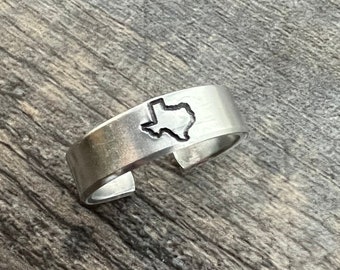 Custom State Ring -Hand Stamped Aluminum Ring