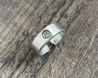 Smiley Face Ring- Hand Stamped Aluminum Ring