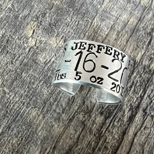 Custom Duck Band Style Ring-  Hand Stamped Aluminum Ring- Personalized Baby Name, Anniversary Gift for Him