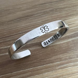 Medical ID Bracelet- Medic Star-Hand Stamped Cuff Bracelet