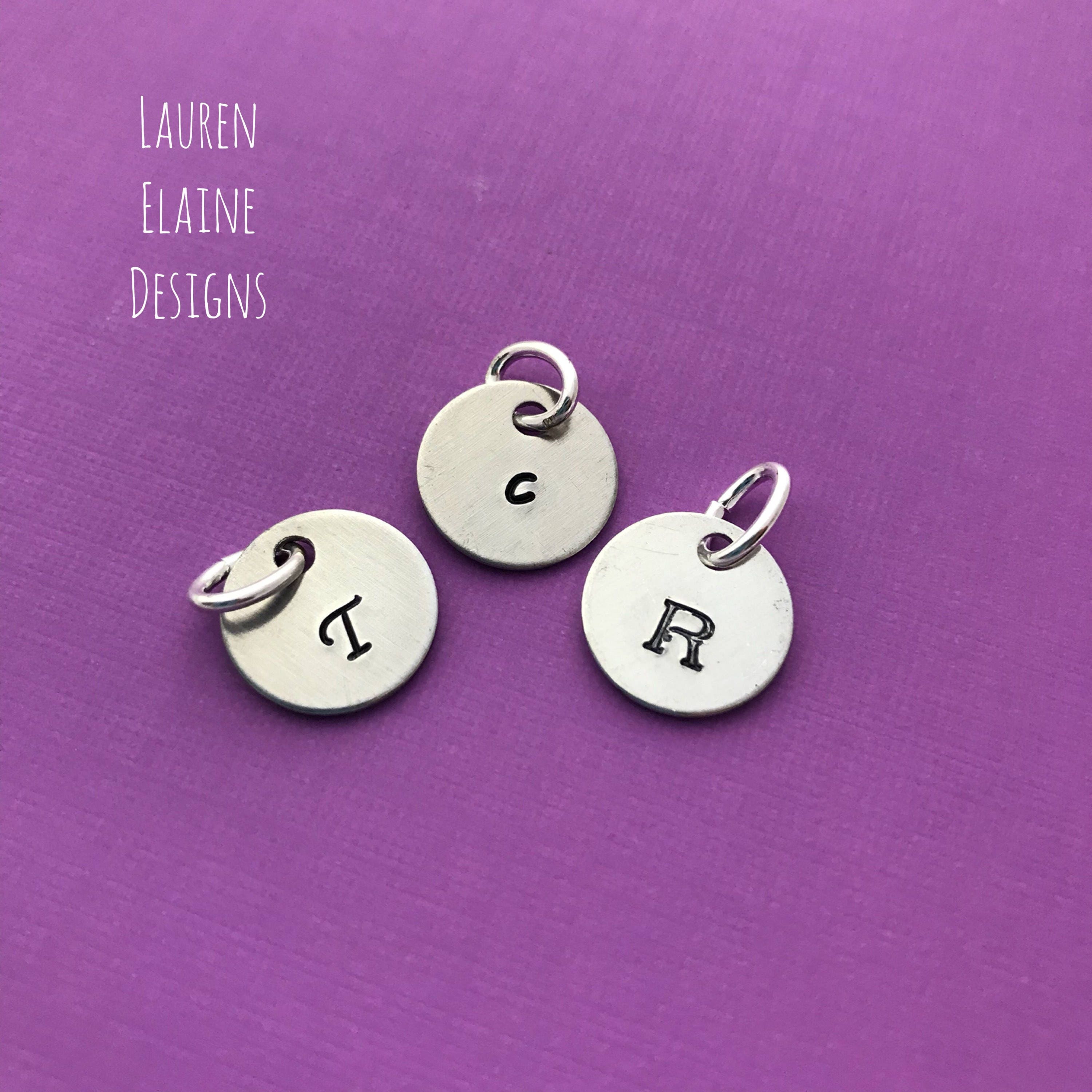Custom Hand Stamped Aluminum 1/2 inch Initial Charm, view 2