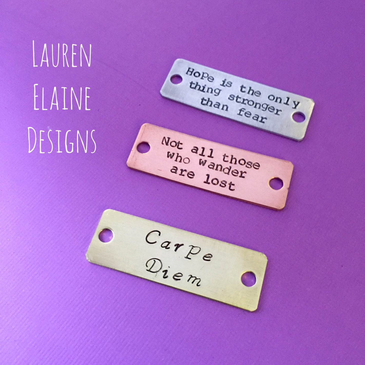 Custom Hand Stamped Bracelet Tag: Copper, Brass, or Aluminum, view 3