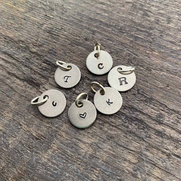 Custom Hand Stamped Aluminum 1/2 inch Initial Charm