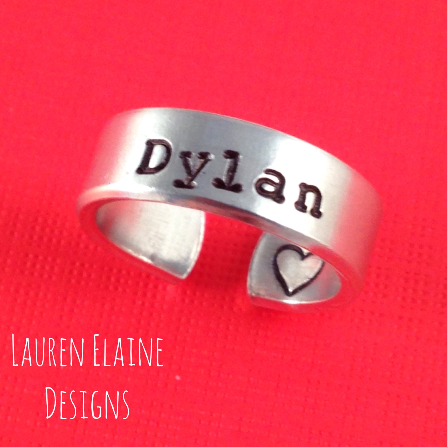 Personalized Hand Stamped Aluminum Ring: Custom Quote, Names, Dates, view 3