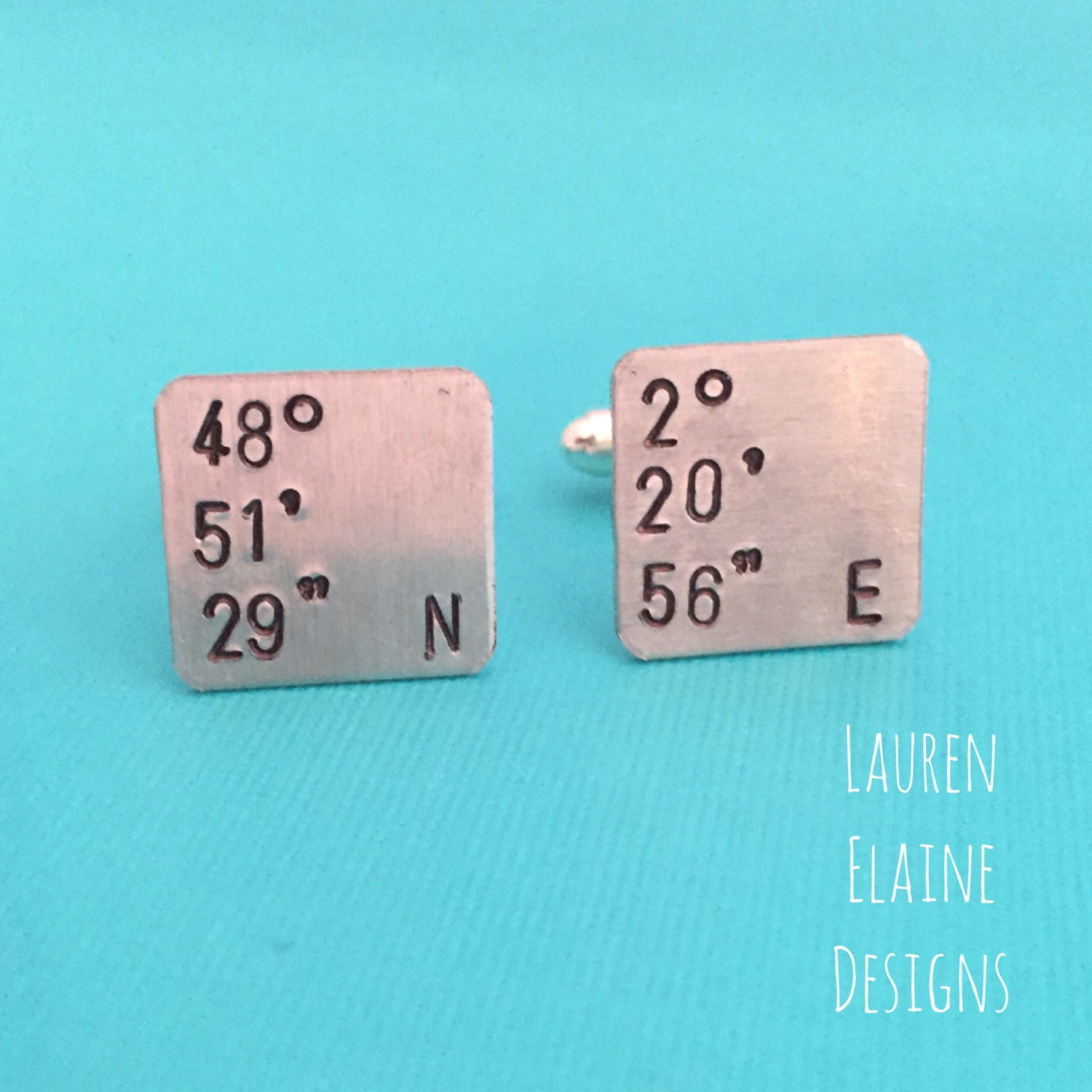 Custom Hand Stamped Aluminum Cuff Links: Personalized Wedding, Groomsman Gift, view 3