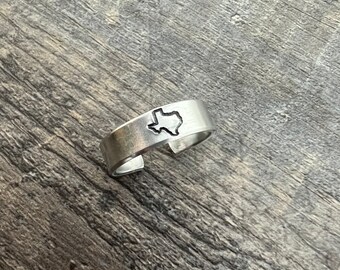 Custom State Ring -Hand Stamped Aluminum Ring