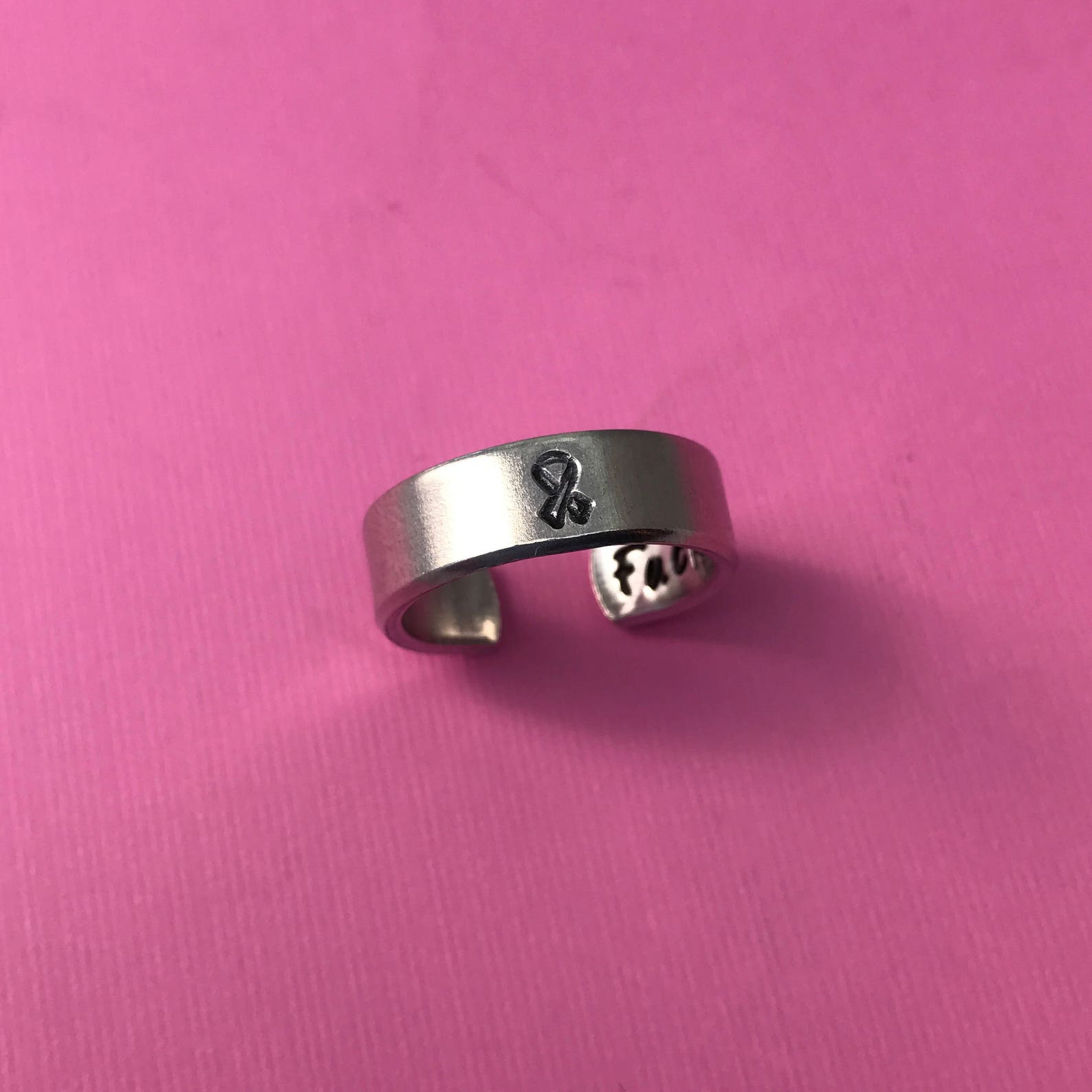F-ck Cancer Ring Awareness Ribbon Hand Stamped Aluminum | Etsy