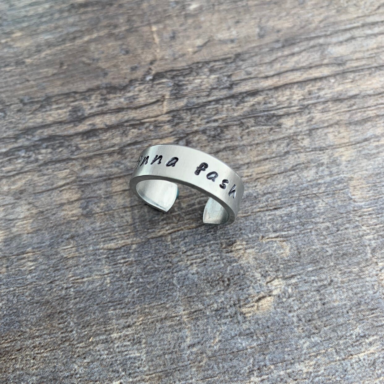 Dinna Fash- Hand Stamped Aluminum Ring- You Choose the Font, view 2