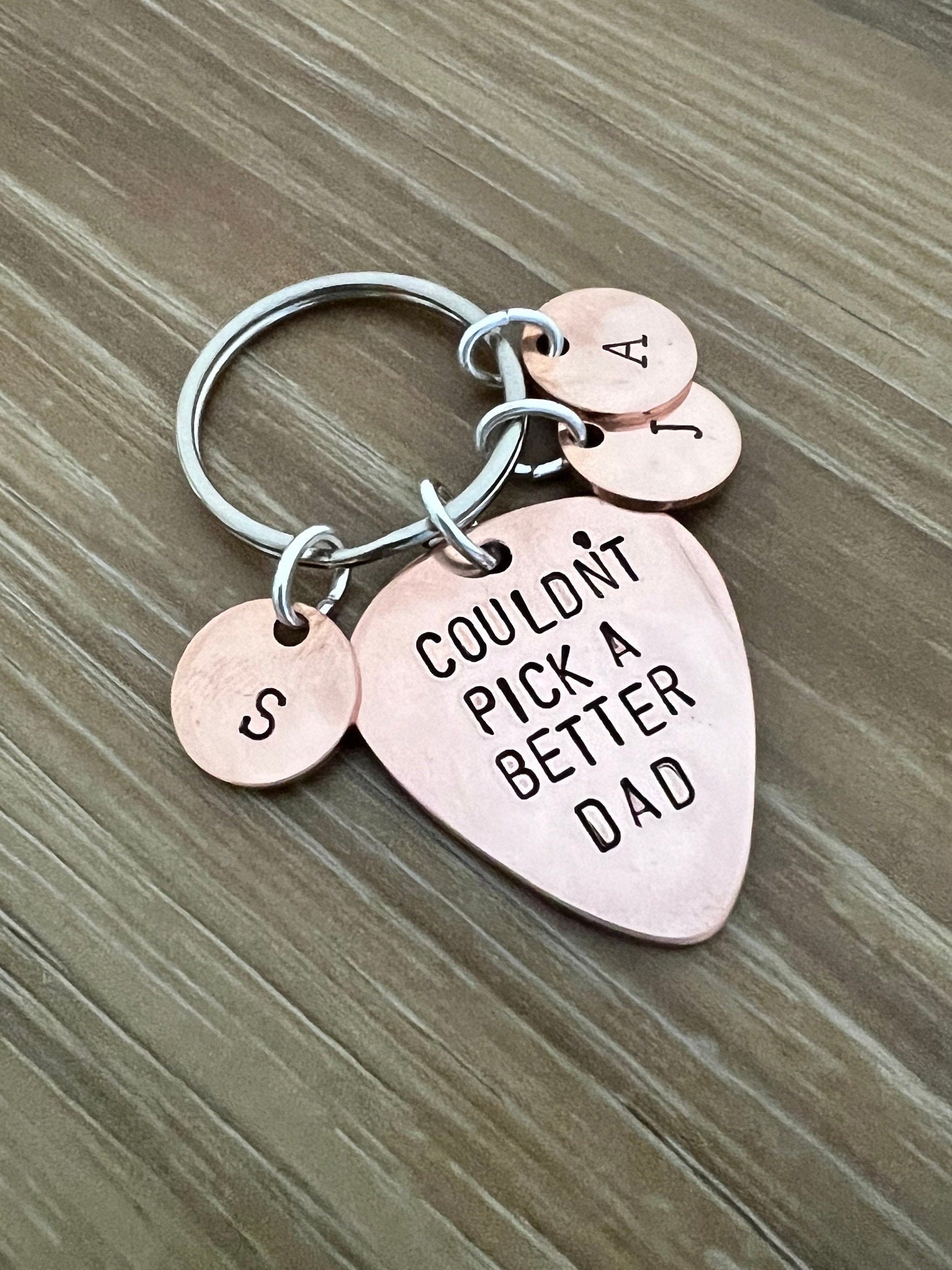 Hand Stamped Guitar Pick: Personalized Dad Gift, Brass, Copper, or Aluminum