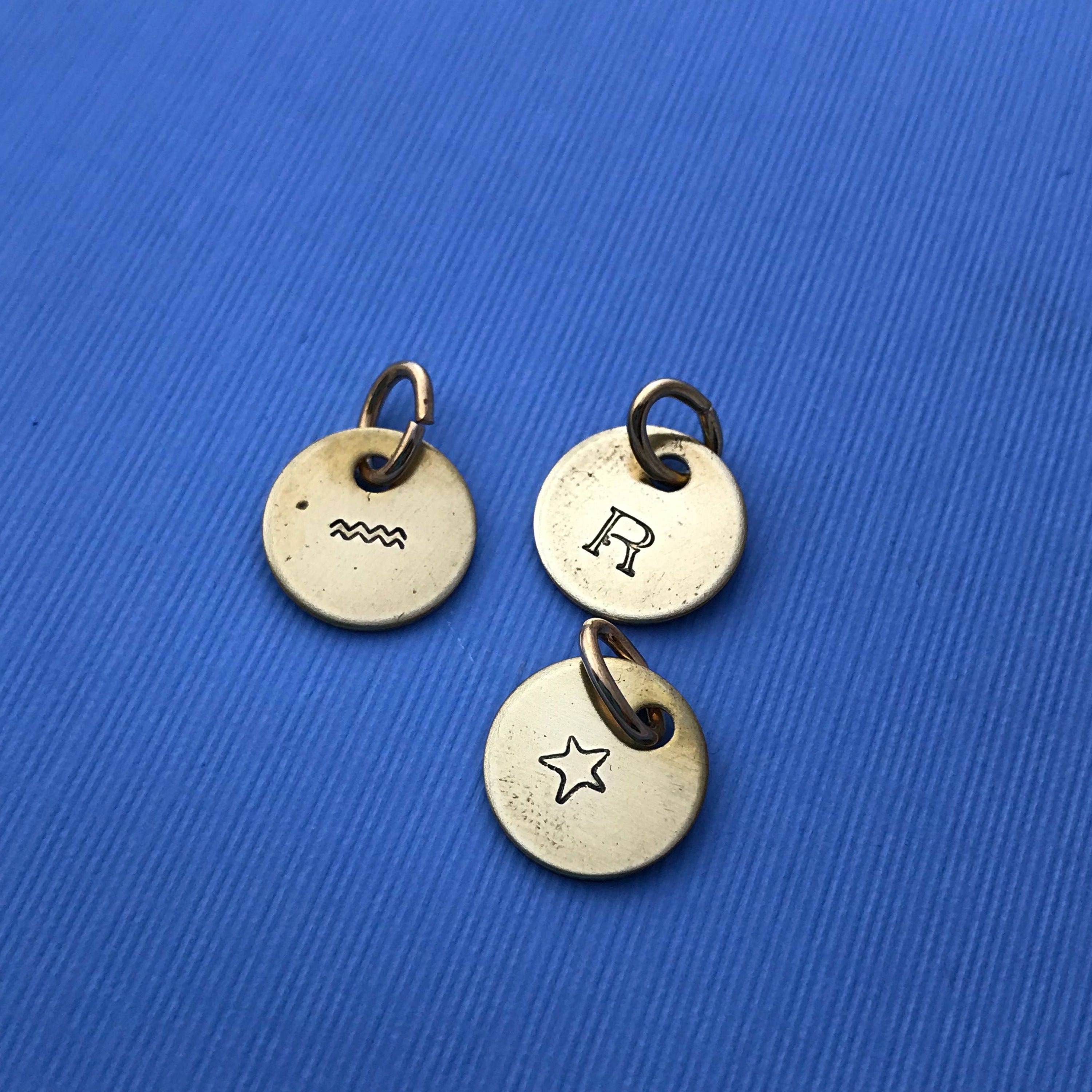 Custom Hand Stamped Brass Initial Charm- Pick the Font, view 3