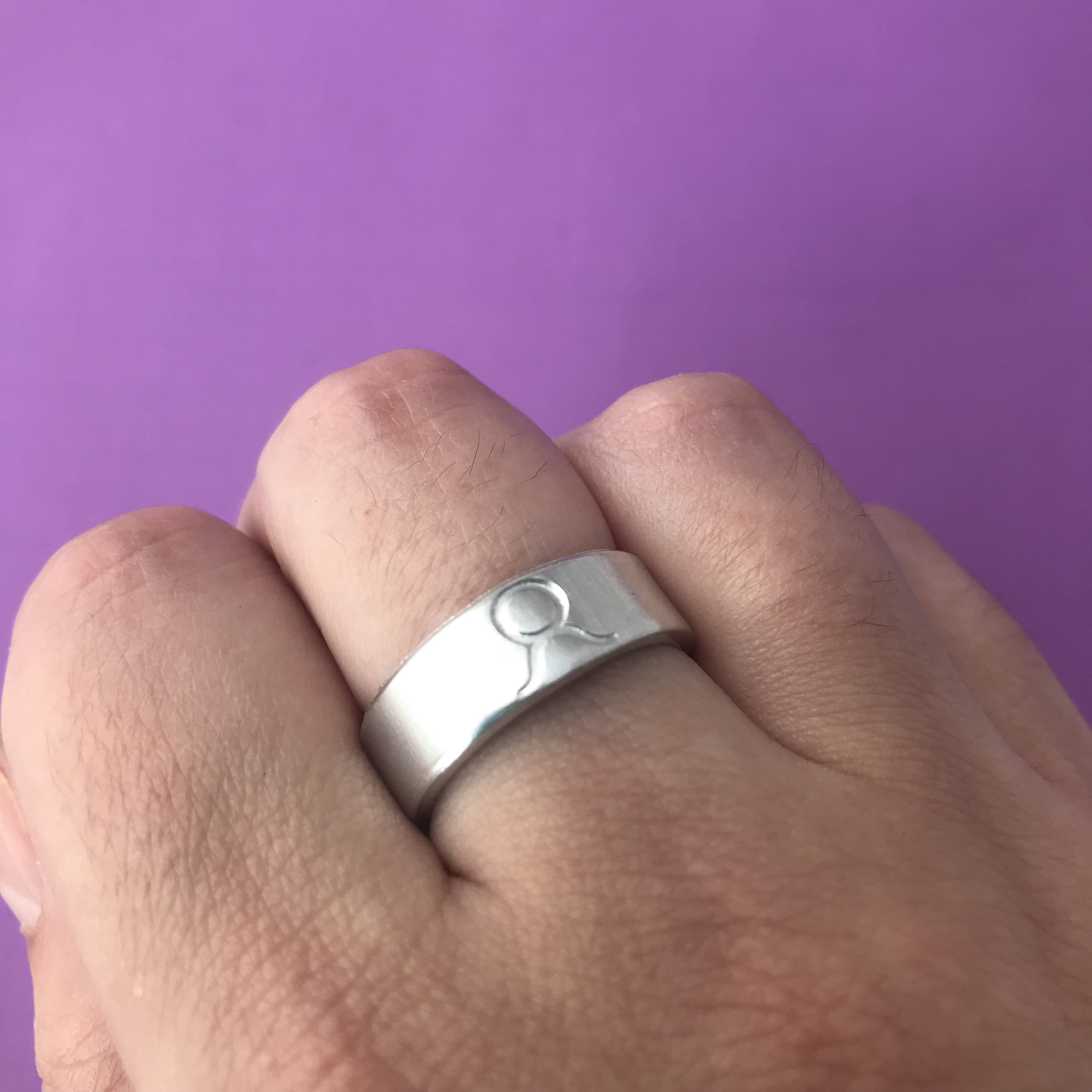 Hand Stamped Aluminum Zodiac Sign Ring, view 5