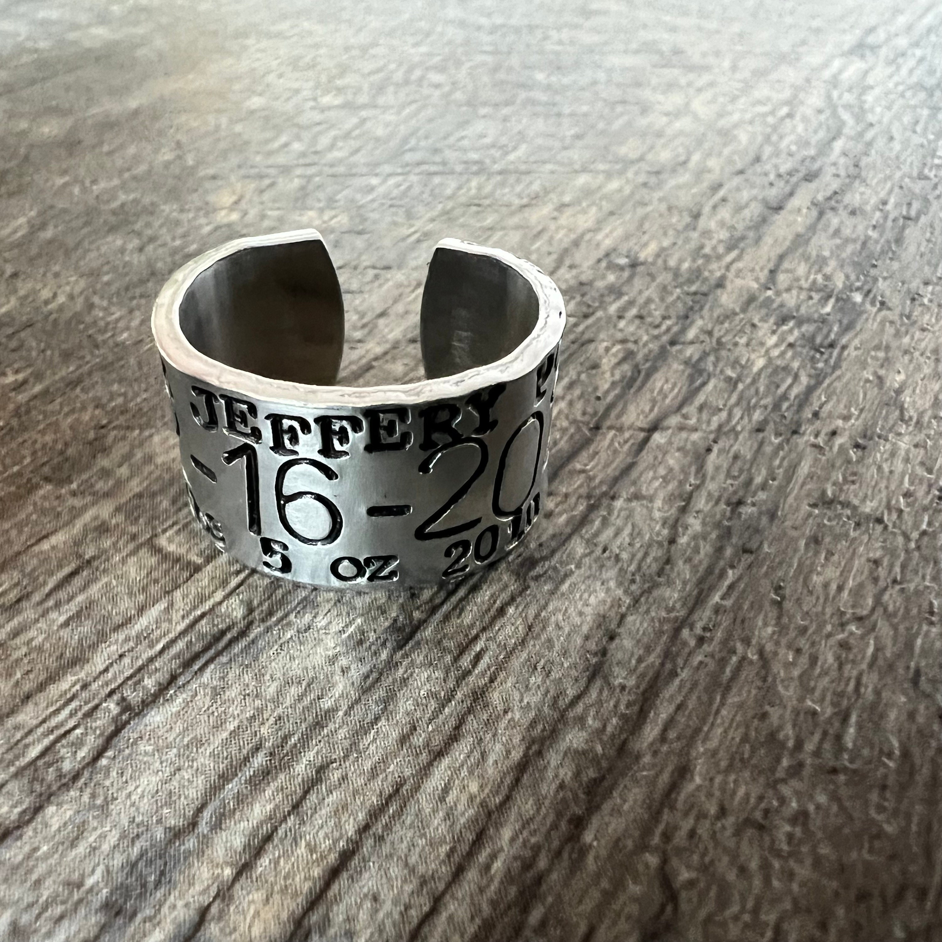 Custom Duck Band Style Ring-  Hand Stamped Aluminum Ring- Personalized Baby Name, Anniversary Gift for Him, view 3