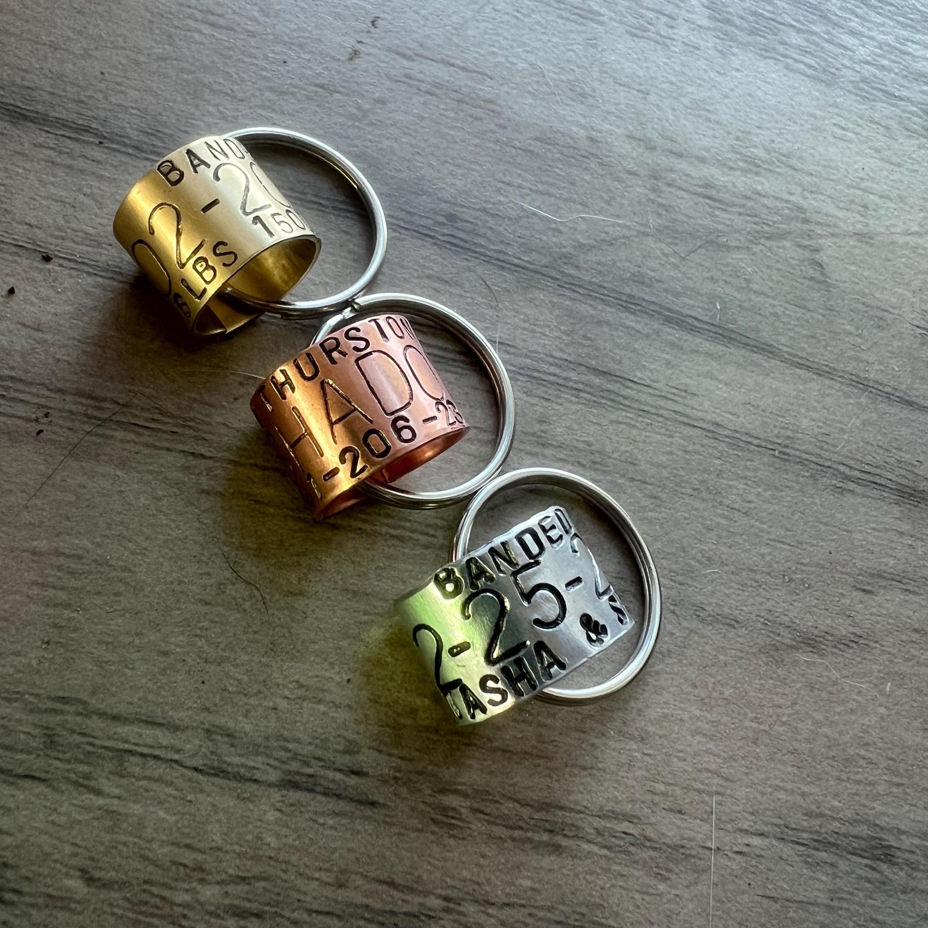 Personalized Copper, Brass, or Aluminum Duck Band-Style Keychain, view 2