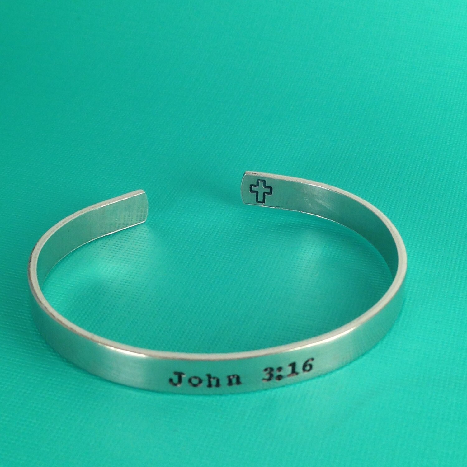 Hand Stamped Bible Verse Bracelet: Sterling Silver, Copper, or Brass, view 3