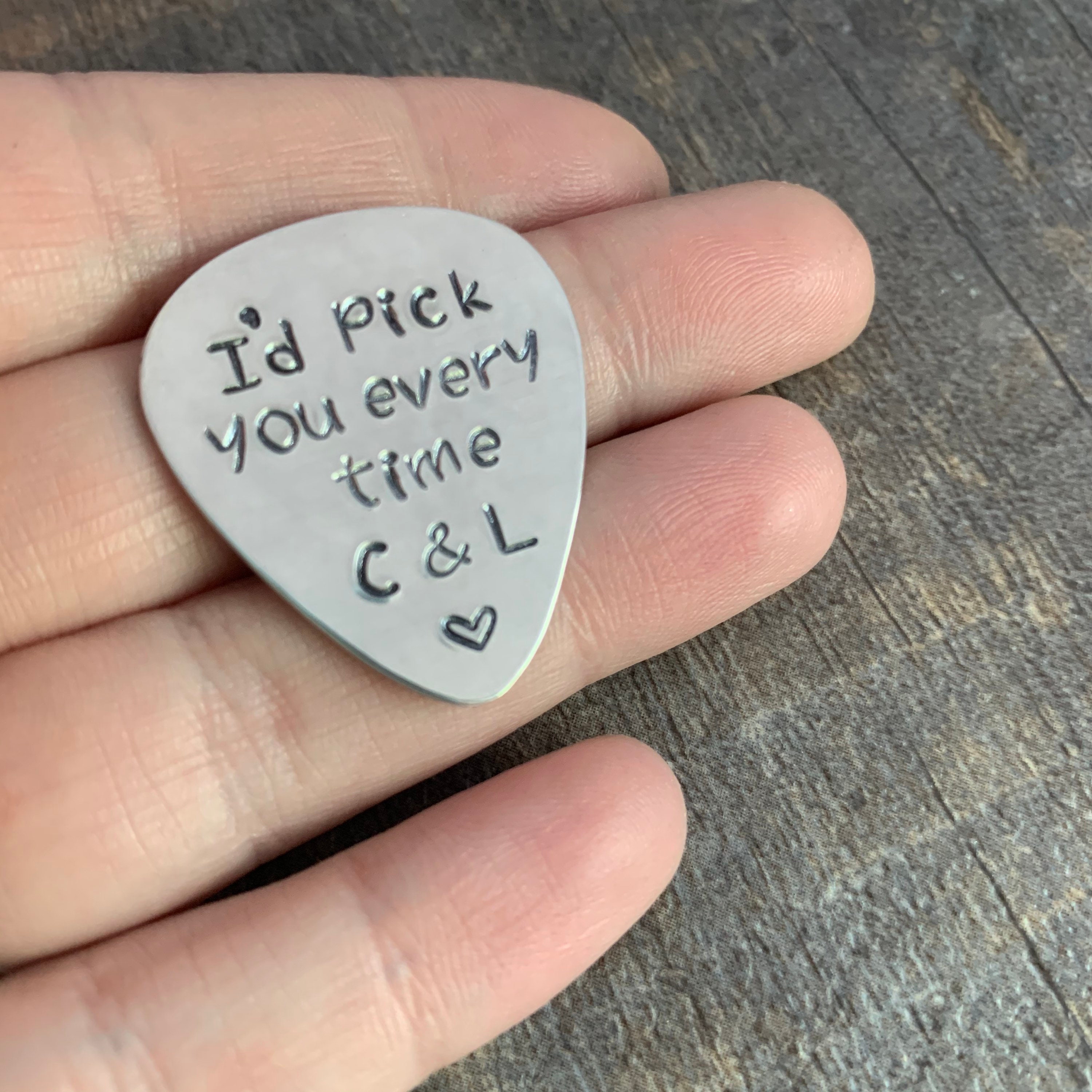 Hand Stamped Guitar Pick: Personalized Musician Gift, view 3